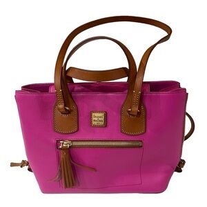 Dooney & Bourke Fuchsia and Tan Tote
